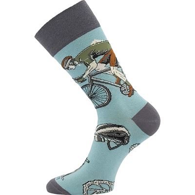 Fun men's DEPATE II socks featuring unique designs: cycling