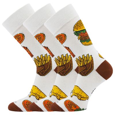 Fun men's DEPATE II socks featuring unique designs: hamburgers Lonka 127856 2