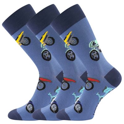Men's funny socks DEPATE with MOTO 2 images, blue