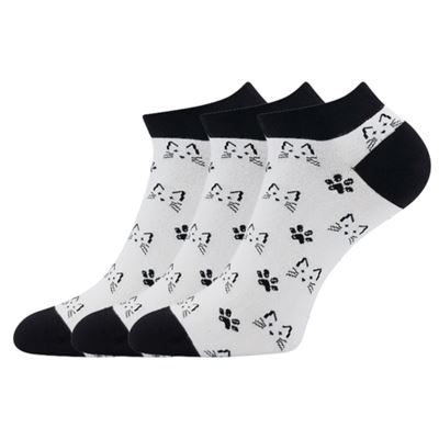 DEWOW colourful socks with CATS pictures in white