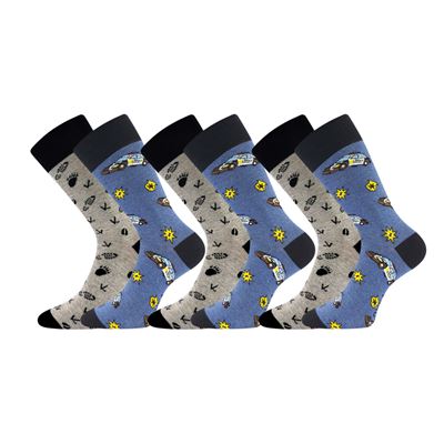 Trendy socks paired 1+1 DOBLE with POLICE images