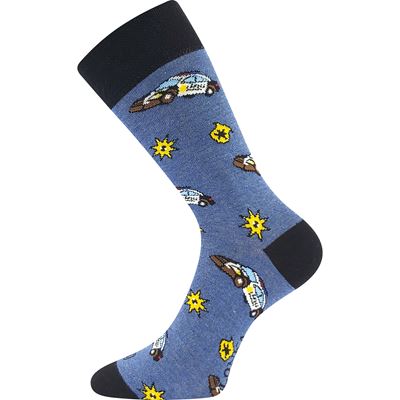 Trendy socks paired 1+1 DOBLE with POLICE images