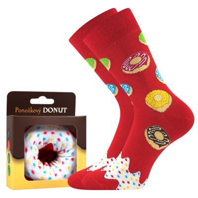 Funny DONUT socks in a box RED