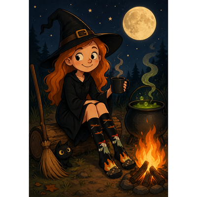 Unisex trendy socks ELVIRA with a picture of a WITCH Lonka 126863 6