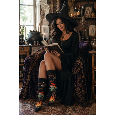Unisex trendy socks ELVIRA with a picture of a WITCH Lonka 126863 5