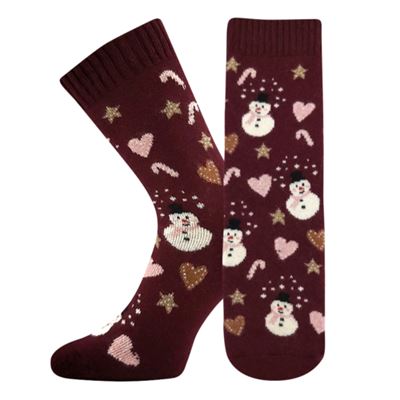 EMILY thick women's socks with SNOWMAN pictures