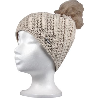 ENCORE women's knitted hat with pompom BEIGE