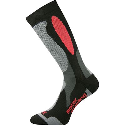 ENGINE high socks for motorcyclists, black and red
