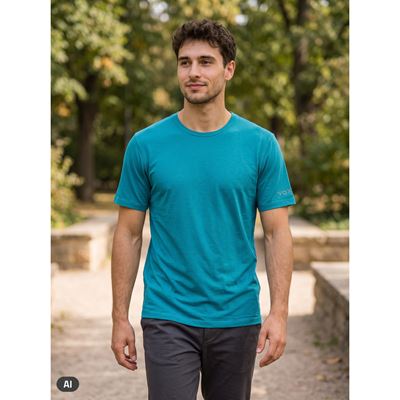 Men's plain T-shirt FEEROW made of bamboo AZURE