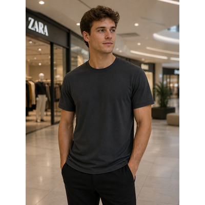 Men's plain T-shirt FEEROW made of bamboo DARK GREY