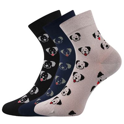 FELIXA thin women's socks with dogs (3 pairs)