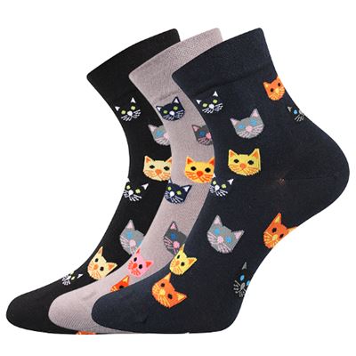 FELIXA thin women's socks with cats (3 pairs)
