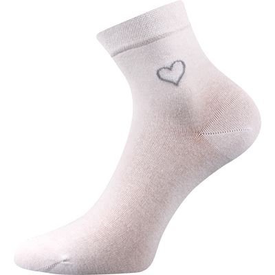 FILIONA women's socks, single colour with heart, WHITE