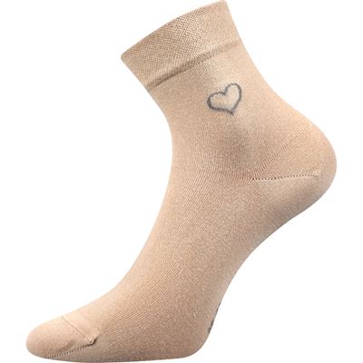 FILIONA women's socks, single colour with heart, BEIGE