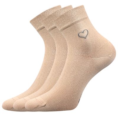 FILIONA women's socks, single colour with heart, BEIGE