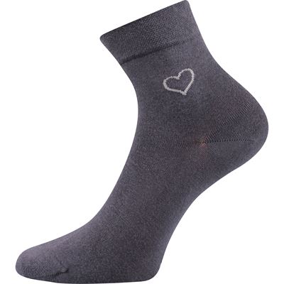 FILIONA women's socks, single colour with heart, DARK GREY