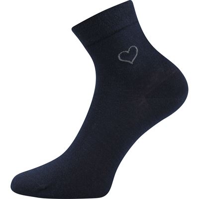 FILIONA women's socks, single colour with heart, DARK BLUE
