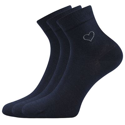 FILIONA women's socks, single colour with heart, DARK BLUE