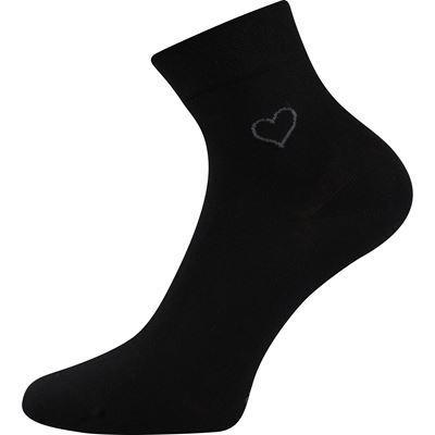 FILIONA women's socks, single colour with heart, BLACK