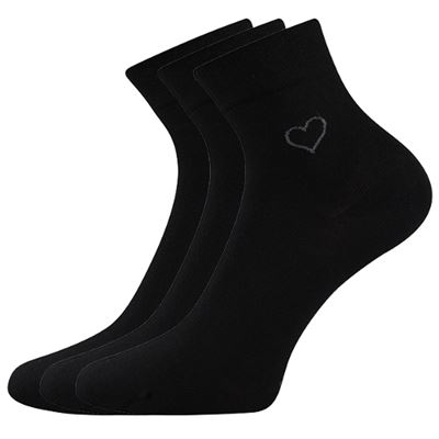 FILIONA women's socks, single colour with heart, BLACK