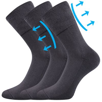 FINEGO medicine socks with soft cuff, DARK GREY