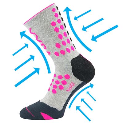 FINISH compression sports socks with silver ions LIGHT GREY / PINK