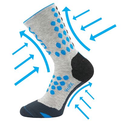 FINISH compression sports socks with silver ions LIGHT GREY / DARK TURQUOISE