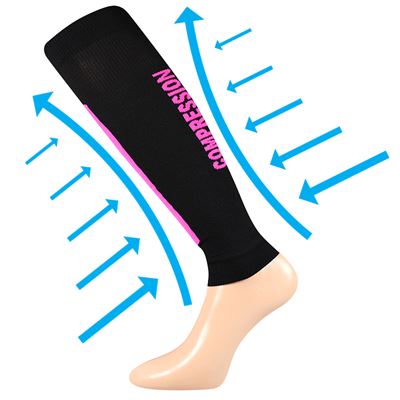 FLEX compression calf sleeves, black - neon pink