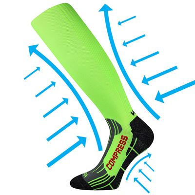 FLEX neon green compression knee socks