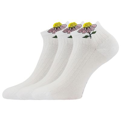 Women's elegant socks FLITANA 02 with rhinestones WHITE Lonka 127329 2