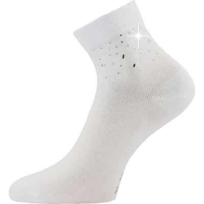 Women's elegant socks FLITANA 03 with rhinestones WHITE