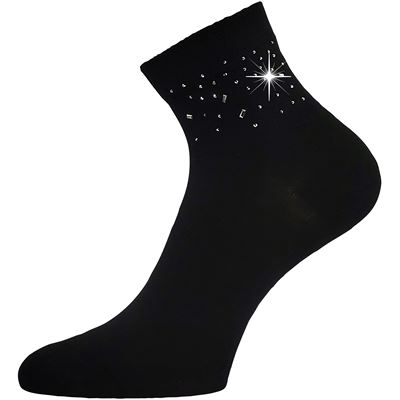 Women's elegant socks FLITANA 03 with rhinestones BLACK