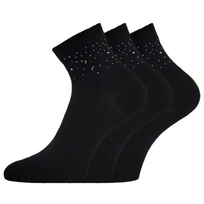 Women's elegant socks FLITANA 03 with rhinestones BLACK Lonka 127332 2