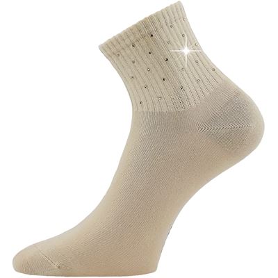 Women's elegant FLITANA 04 socks with rhinestones BEIGE