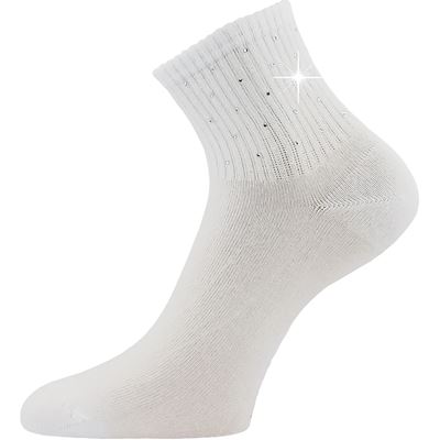 Women's elegant FLITANA 04 socks with rhinestones WHITE