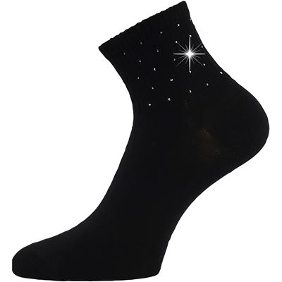 Women's elegant FLITANA 04 socks with rhinestones BLACK