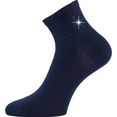 Women's elegant FLITANA 04 socks with rhinestones DARK BLUE