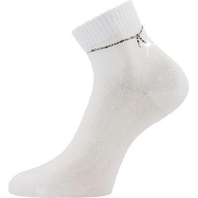Women's elegant FLITANA 05 socks with rhinestones WHITE