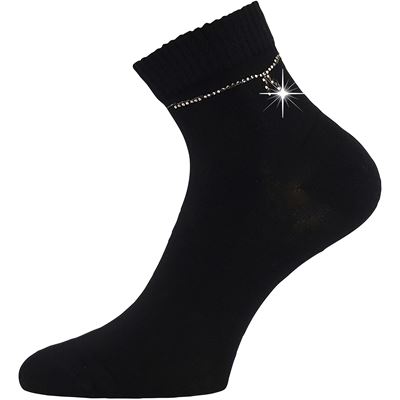 Women's elegant FLITANA 05 socks with rhinestones BLACK