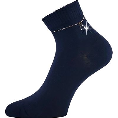 Women's elegant FLITANA 05 socks with rhinestones DARK BLUE