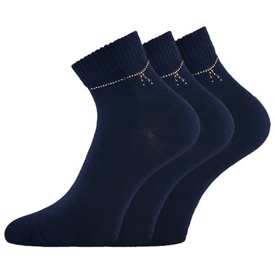 Women's elegant FLITANA 05 socks with rhinestones DARK BLUE Lonka 127339 2