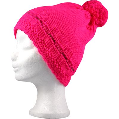 FLUENCE girls' knitted hat with reflective element NEON PINK