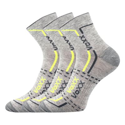 FRANZ 03 light grey melange cotton sports socks with yellow