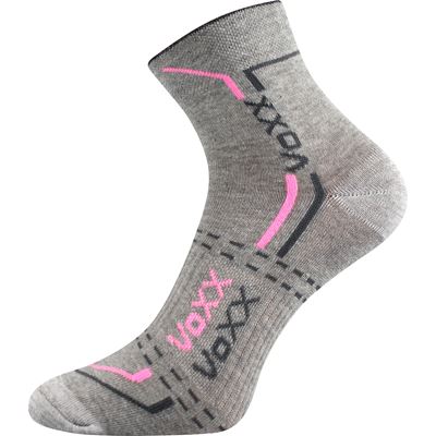 FRANZ 03 light grey melange cotton sports socks with pink