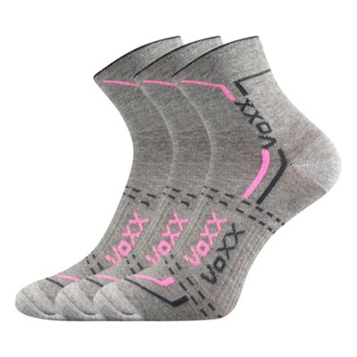 FRANZ 03 light grey melange cotton sports socks with pink