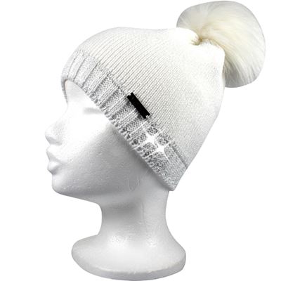 FRONTERA women's knitted hat, white with silver