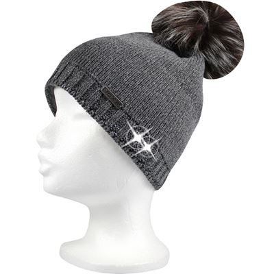 FRONTERA women's knitted hat, dark grey with silver