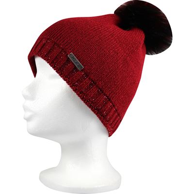 Women's knitted hat FRONTERA burgundy with silver