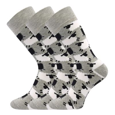 Thick terry socks FROOLOO grey with sheep pictures