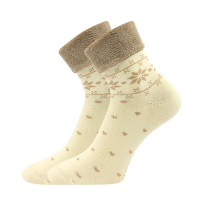 FROTANA women's terry socks with Norwegian pattern ANGORA (beige/natural) (2 pairs)
